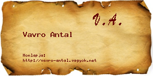 Vavro Antal névjegykártya